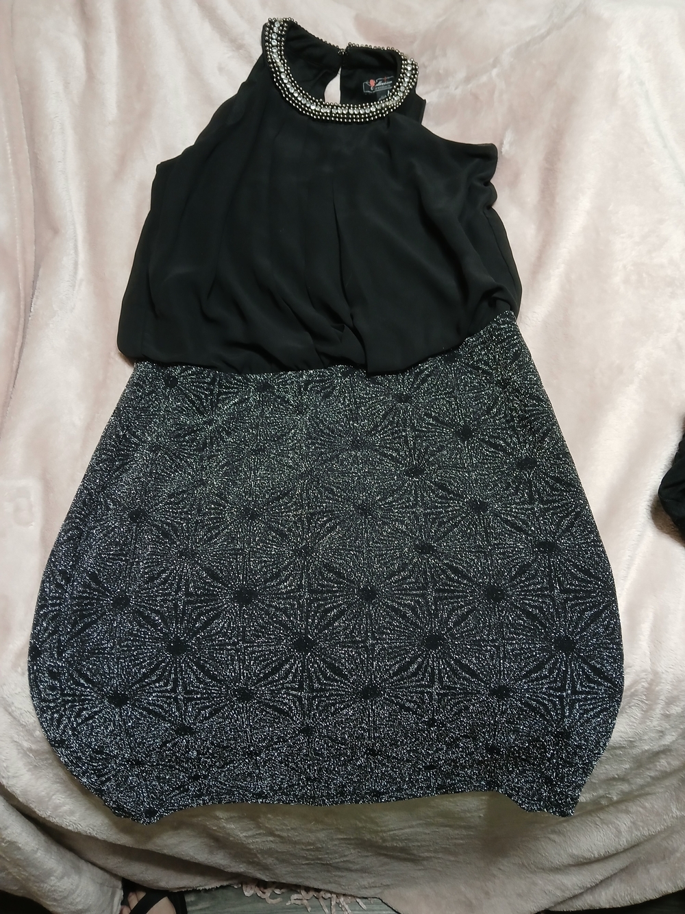 dressbarn Black & Silver A-Line Cocktail Skirt